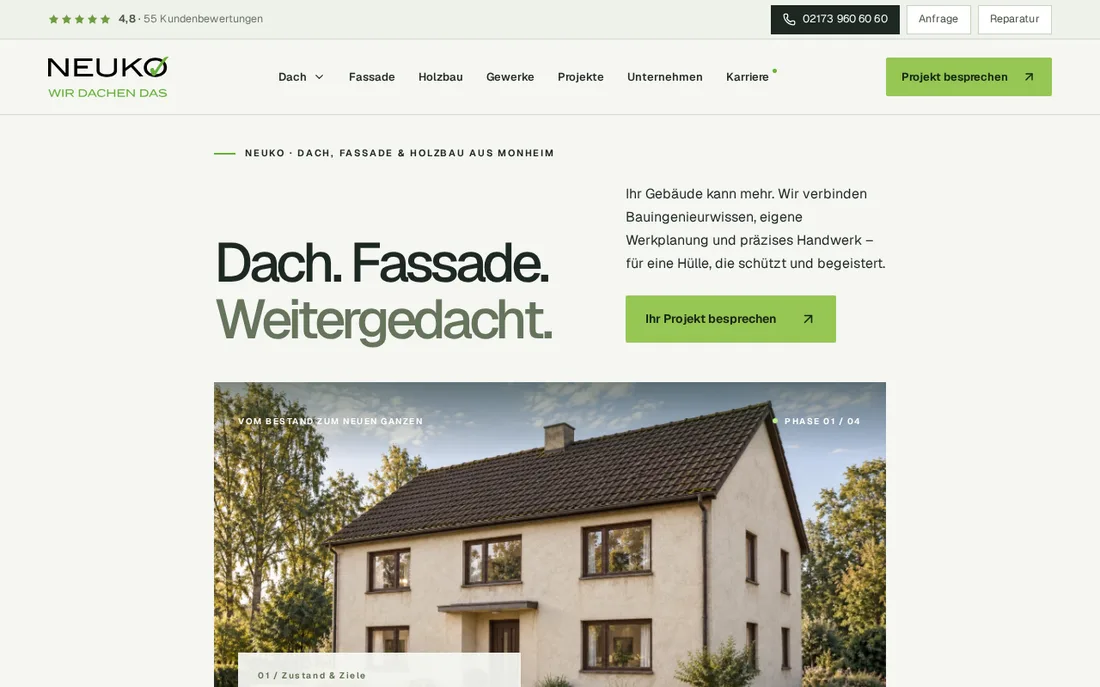 Startseite der NEUKO-Website (Vorschau)